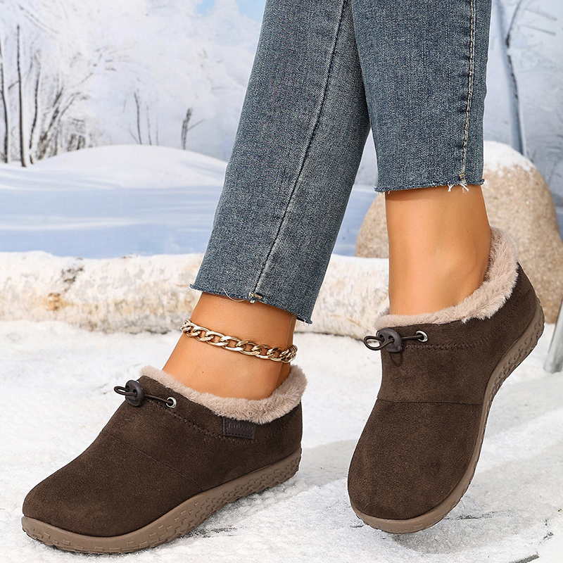 Fleece Lined Drawstring Winter Ankle Boots