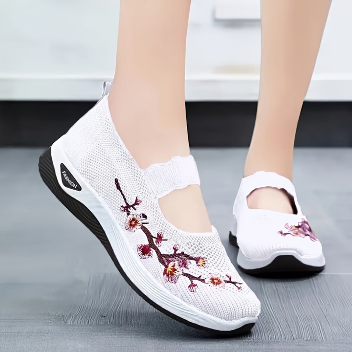 Embroidered Mesh Slip-on Sneakers