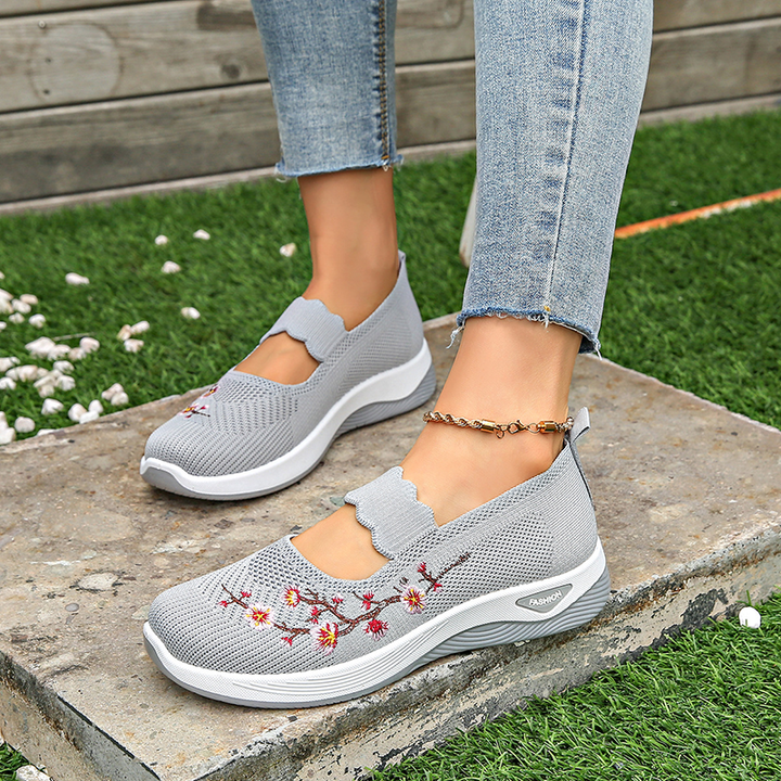 Embroidered Mesh Slip-on Sneakers
