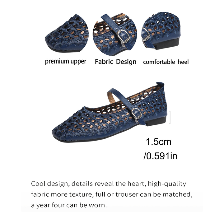 Buckle Strap Hollow Flat Sandals