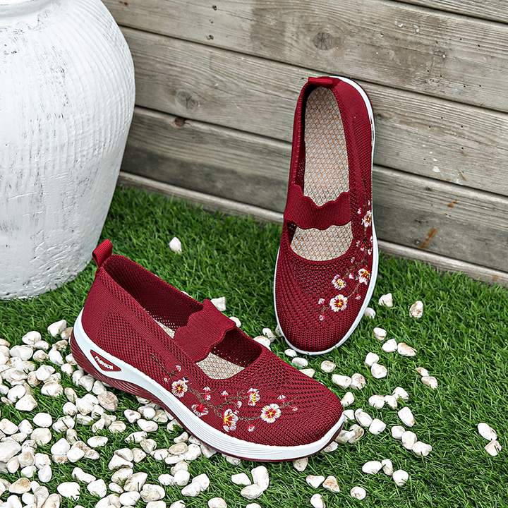 Embroidered Mesh Slip-on Sneakers