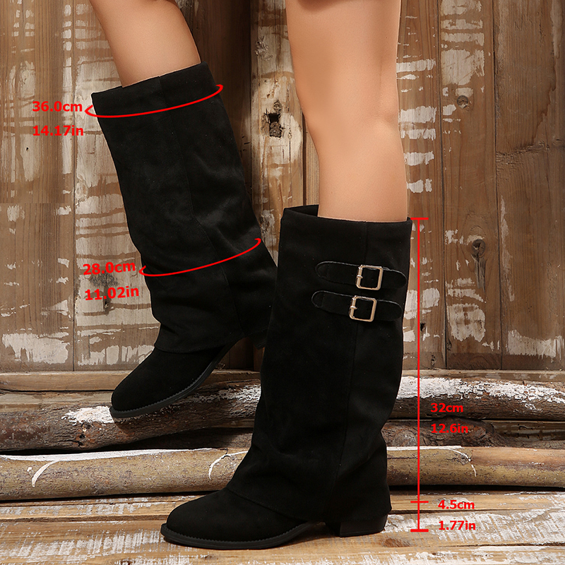 Double Buckle Slouchy Knee High Boots